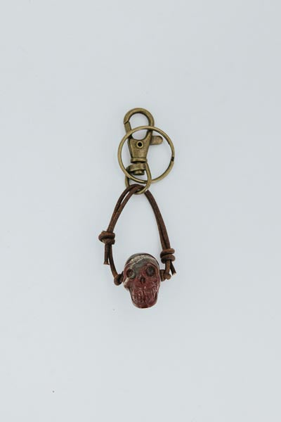 Leather Crystal Skull Keychains