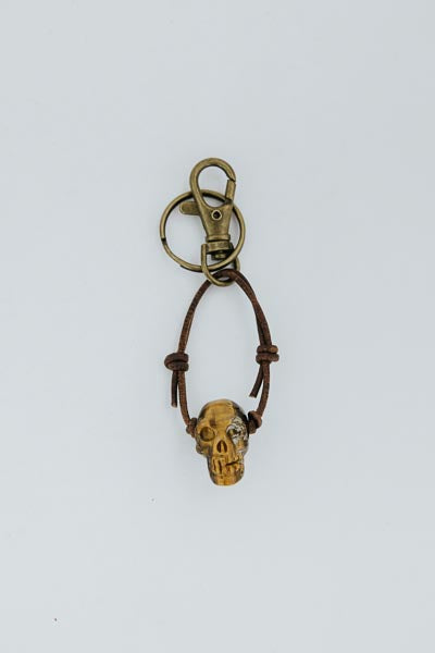 Leather Crystal Skull Keychains
