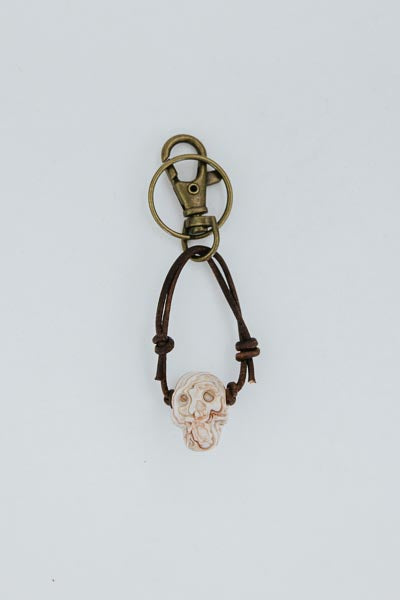 Leather Crystal Skull Keychains