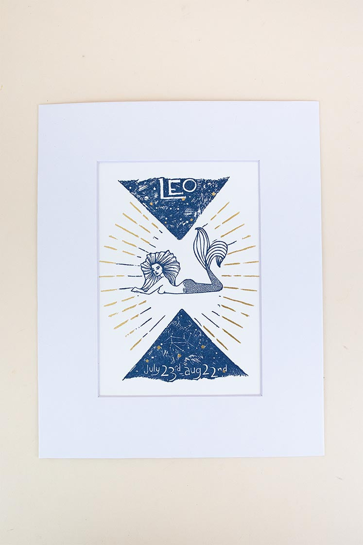Wings Hawaii zodiac letterpress prints - Leo matted