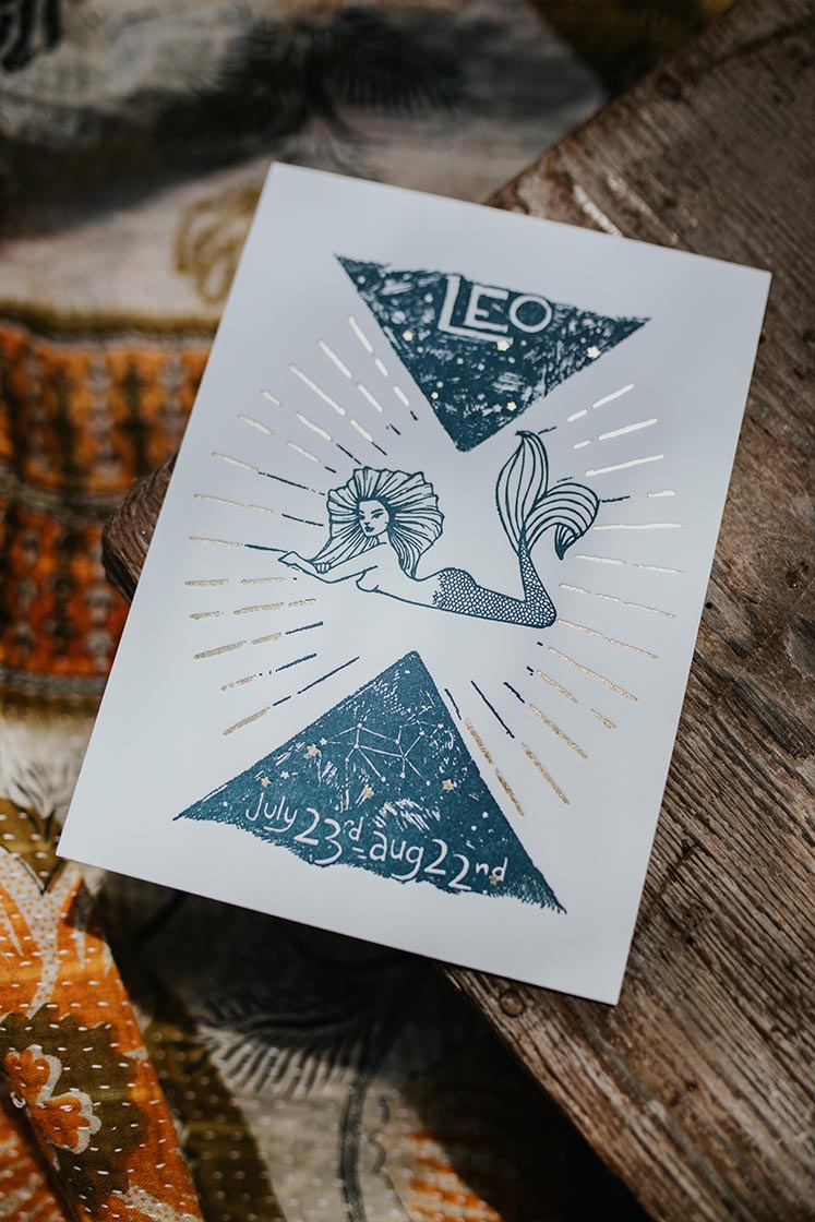 Wings Hawaii zodiac letterpress prints - Leo