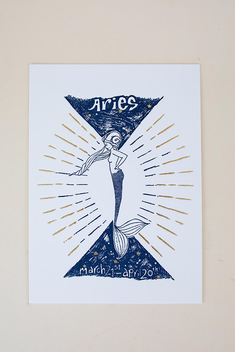 Wings Hawaii zodiac letterpress prints - Aries