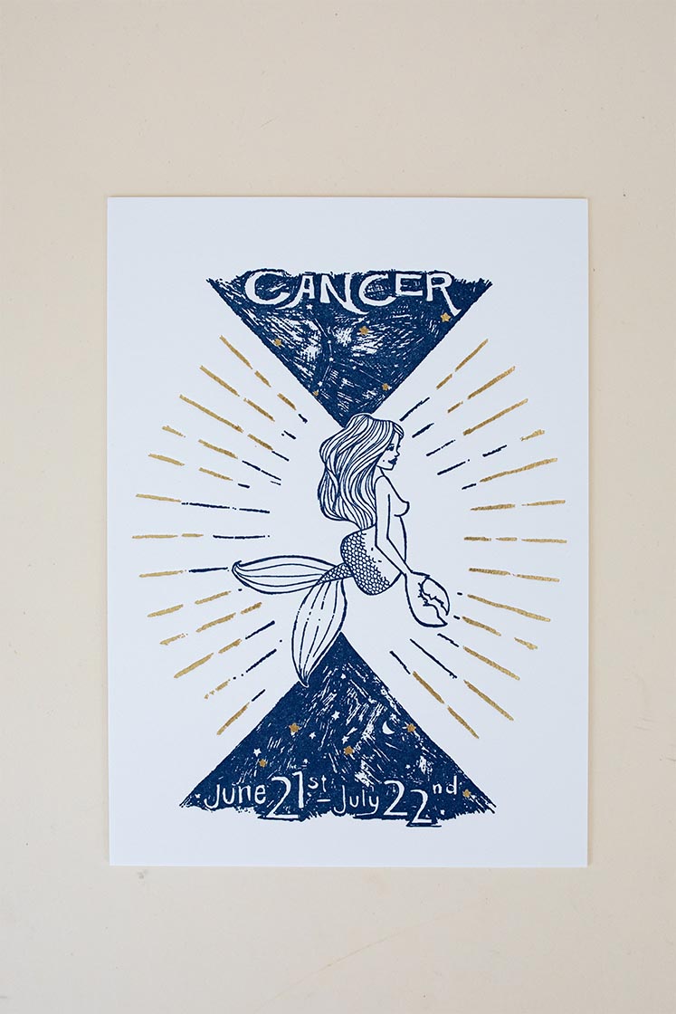 Wings Hawaii zodiac letterpress prints - Cancer