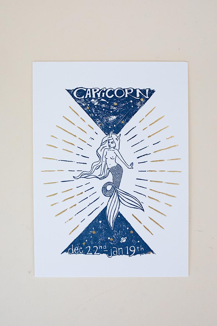 Wings Hawaii zodiac letterpress prints - Capricorn