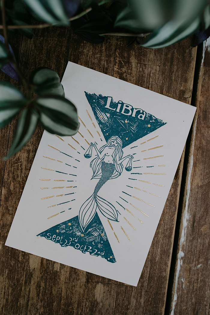 Wings Hawaii zodiac letterpress prints - Libra