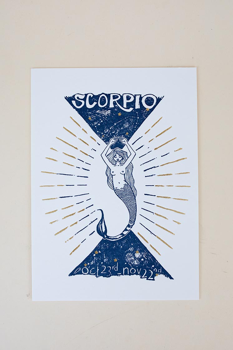 Wings Hawaii zodiac letterpress prints - scorpio