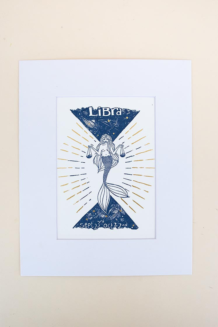 Wings Hawaii zodiac letterpress prints - Libra matted