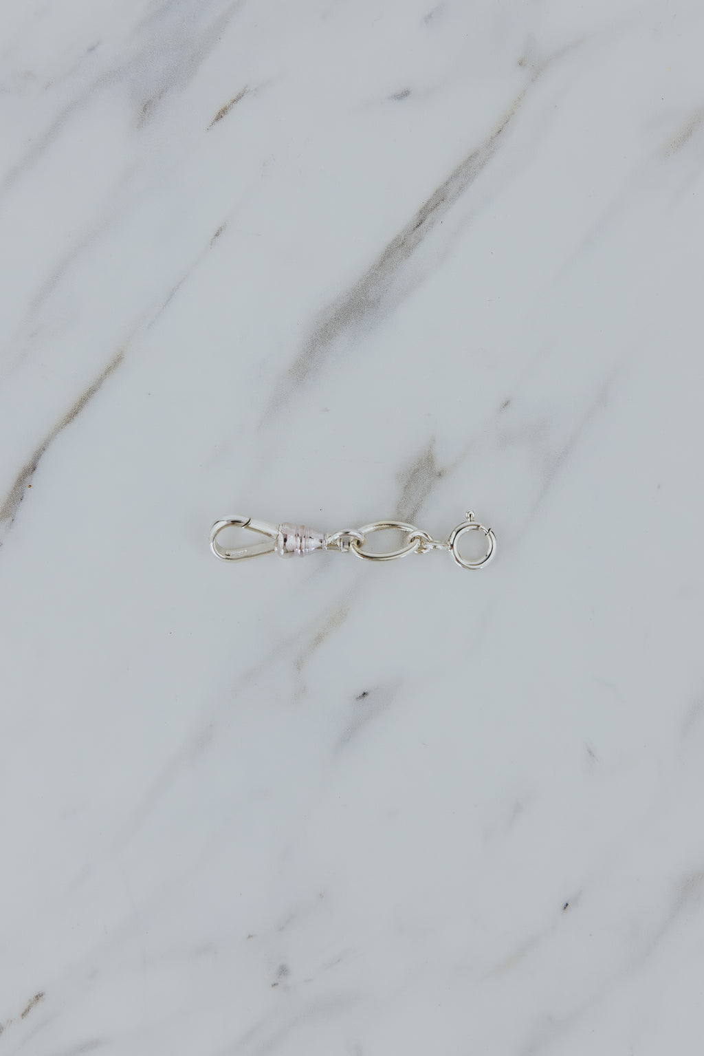 Wings Hawaii FOB double clasp connector in sterling silver. Lobster claw clip and spring clasp jewelry extender for chars, necklaces, bracelets. Fine jewelry handmade in Maui. 