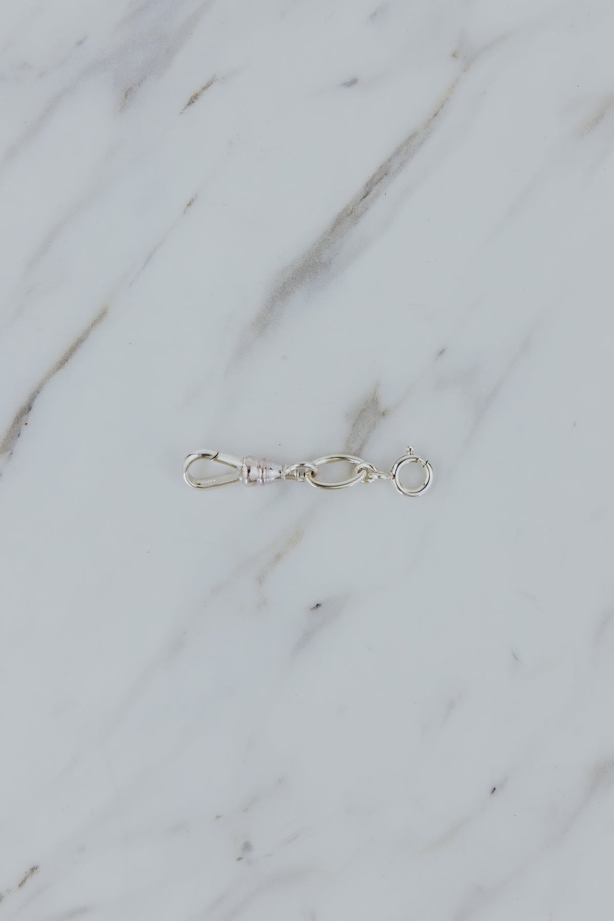 Wings Hawaii FOB double clasp connector in sterling silver. Lobster claw clip and spring clasp jewelry extender for chars, necklaces, bracelets. Fine jewelry handmade in Maui. 