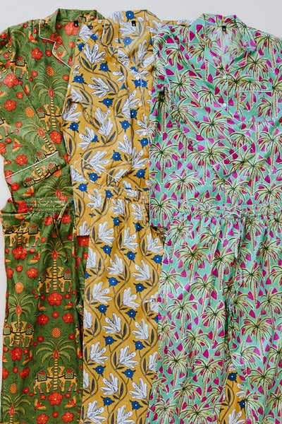Block Print Pajama Sets - Long Sleeve