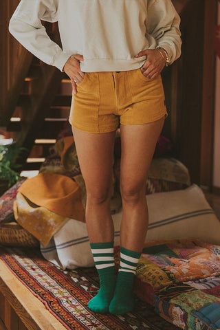 Retro Pocket Shorts - Marigold Corduroy