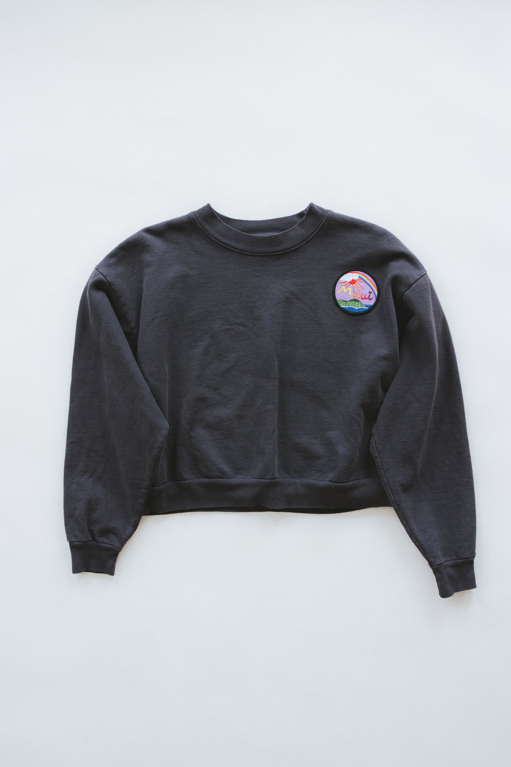 Cropped Maui Patch Sweatshirt - Black