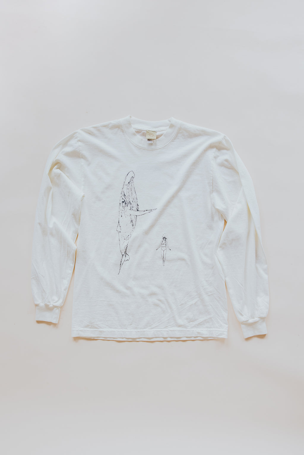 Long Sleeve Whale Dance Tee- Off White