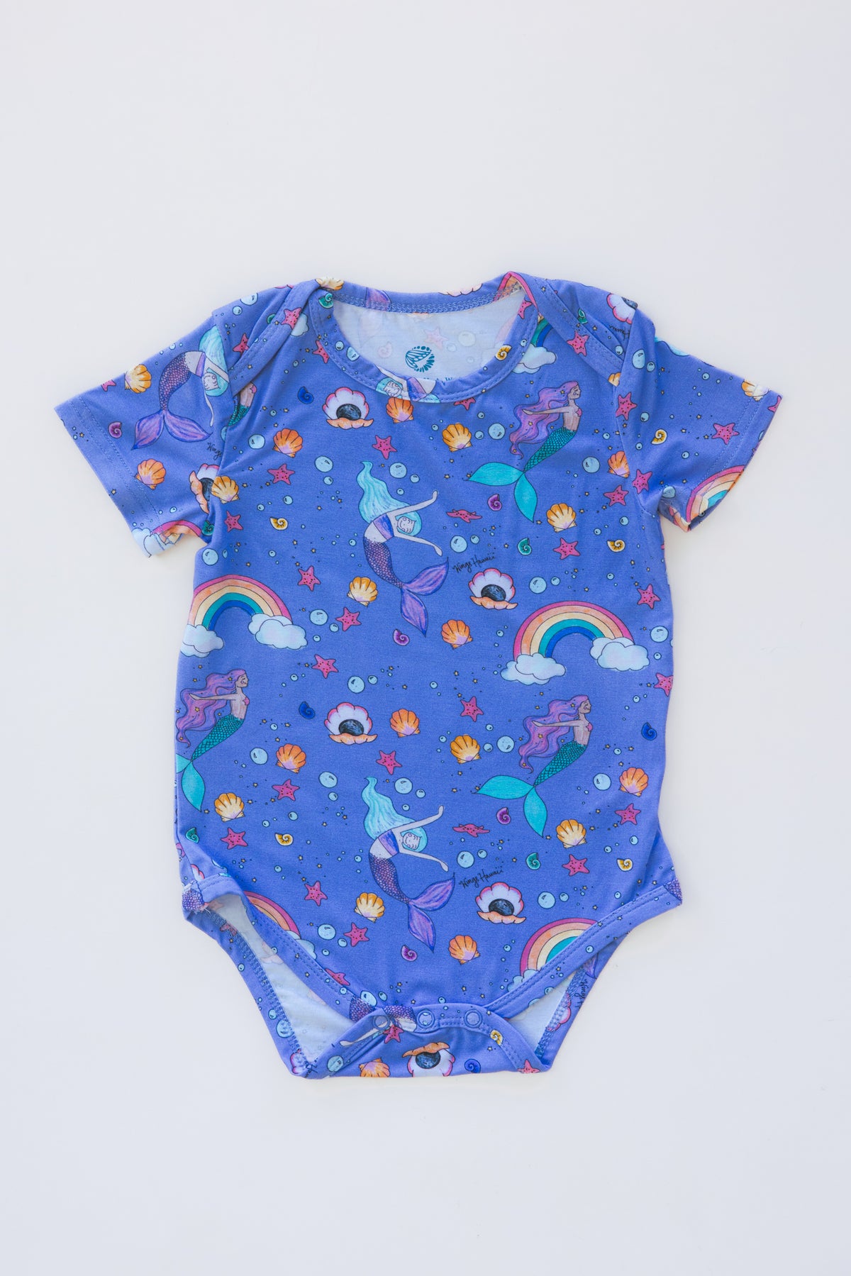 Wings Hawaii baby onesie with mermaids, rainbows, shells, ocean scenes. Original artwork designed in Maui. Island-inspired keiki apparel and gifts. Best baby shower gifts with aloha from Hawaii. 