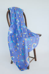 Wings Hawaii baby swaddle blanket with mermaid print. Original artwork designed in Maui. Best baby shower gifts, nursing cover, new mommy gifts. Island style keiki accessories. Mermaids, rainbows, seashells, under the sea theme.  thumbnail