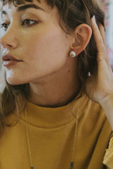 Moon + Star Inlay Studs - Pearl 14K thumbnail