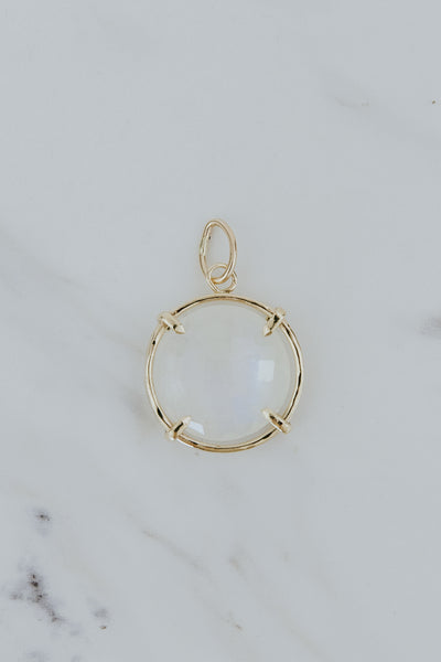 Necklace Charm - Moonstone Crystal Ball | 14k