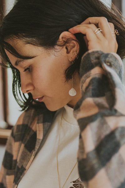 Drop Chain Earrings - Moonstone