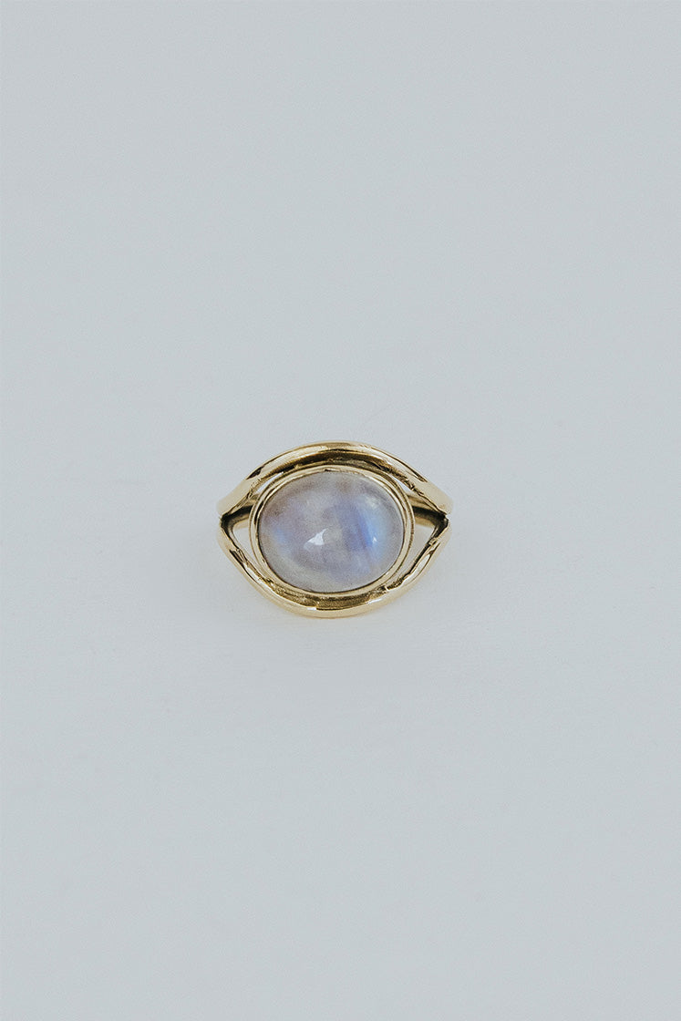 Evil Eye Ring - Moonstone 14k