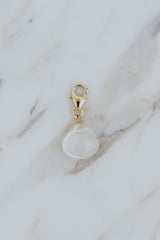 Wings Hawaii Moonstone clasp-on necklace charm in 14k yellow gold-fill. Fine jewelry handcrafted in Maui. Charm Bar collection, modern charm necklaces made in Hawaii thumbnail