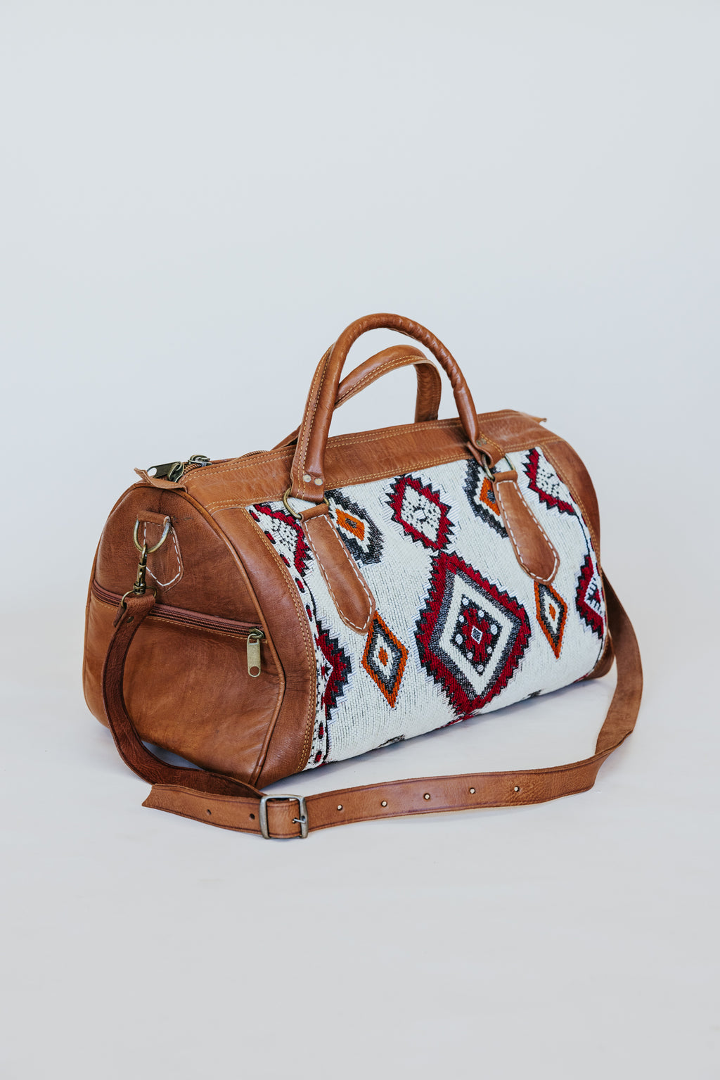 Kilim Leather Travel Bag - Mint | Small