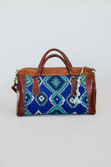 Kilim Leather Travel Bag - Small Blue thumbnail