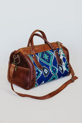 Kilim Leather Travel Bag - Small Blue thumbnail