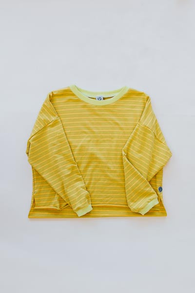 wings hawaii boxy long sleeve top in mustard stripe 