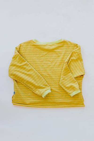 wings hawaii boxy long sleeve top in mustard stripe 