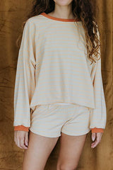 wings hawaii long sleeve boxy top in neon stripes with matching pau hana shorts thumbnail