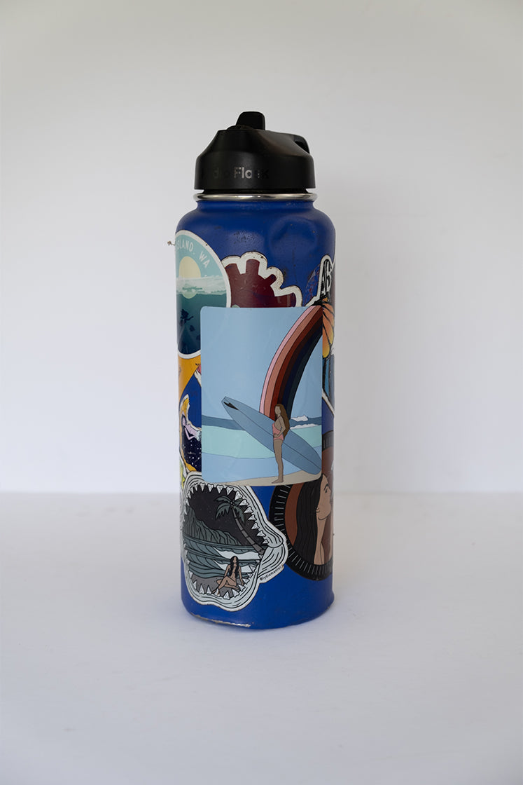 Surfer Girl Sticker - Neutral Rainbow Surf