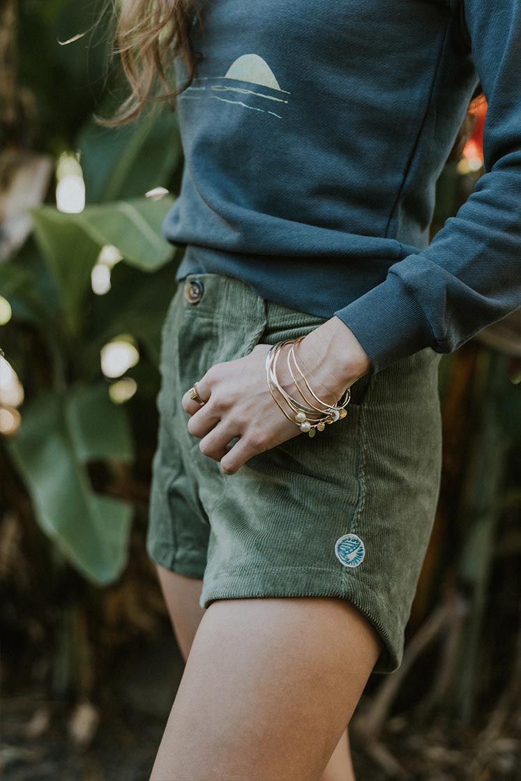 Retro Pocket Shorts - Olive Corduroy