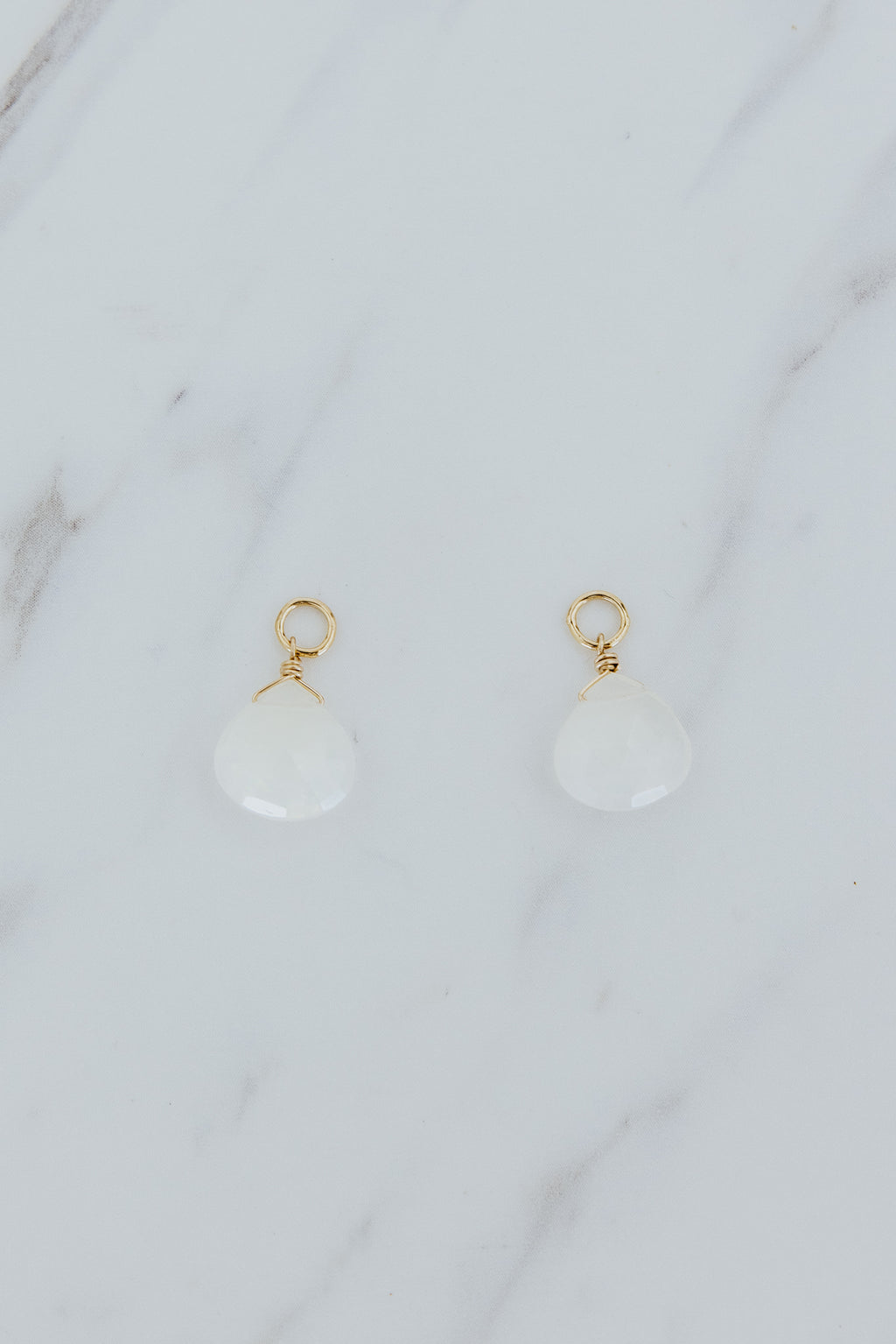 Wings Hawaii Opal charms for hoop earrings in 14k gold-fill. Fine jewelry handmade in Maui. Modern, elevated charm earrings to mix, match, customize. 