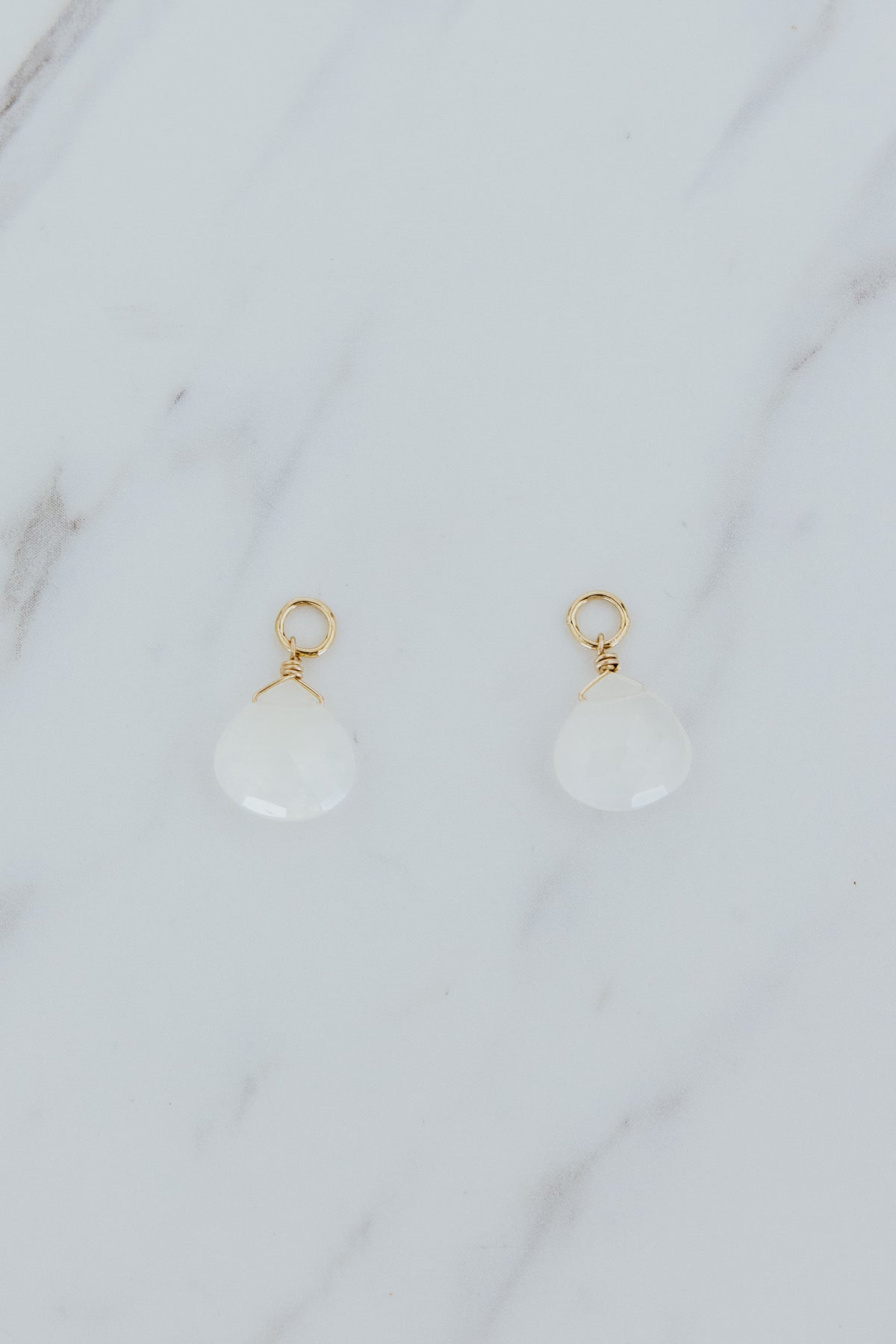 Wings Hawaii Opal charms for hoop earrings in 14k gold-fill. Fine jewelry handmade in Maui. Modern, elevated charm earrings to mix, match, customize. 