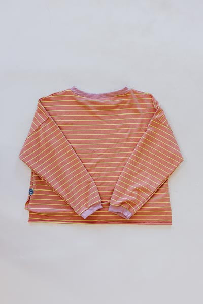 wings hawaii boxy long sleeve top in clay stripe