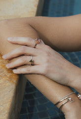 Wings Hawaii Stella Ring with Tawny yellow-orange Zircon in sterling silver. Fine jewelry handmade in Maui. 