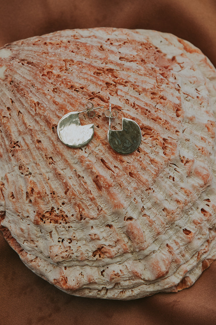 Womens stud earrings in the shape of disks