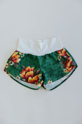 Vintage Aloha Pau Hana Shorts - Hibiscus Blossom Print