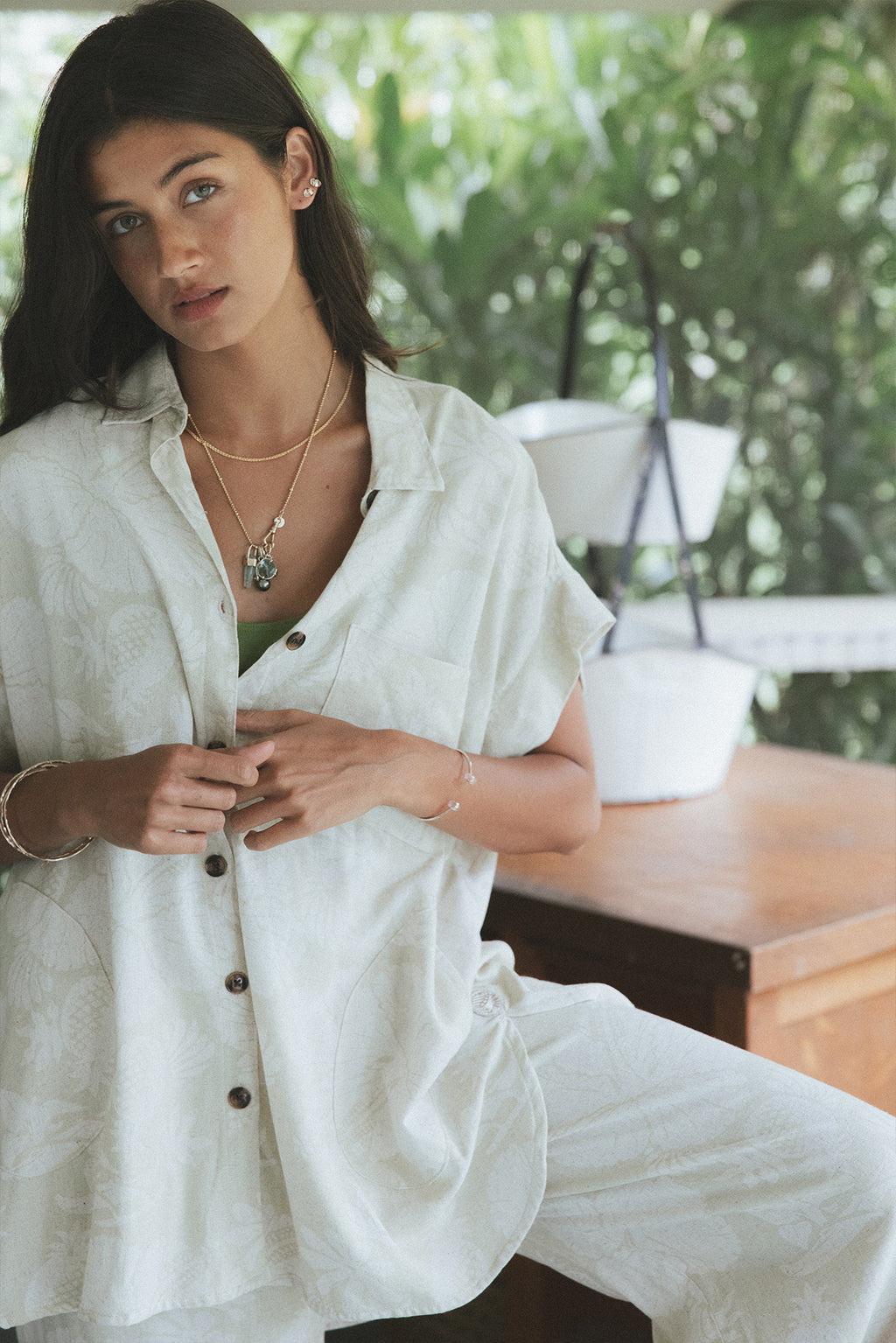 Short Sleeve Pocket Blouse - Hana Pearl