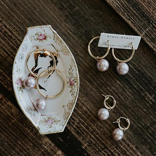 Pink Edison Pearl Hoop Earrings