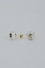 Moon + Star Inlay Studs - Pearl 14K thumbnail