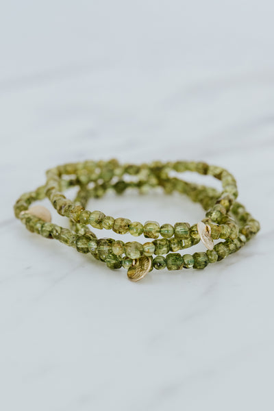 Stretchy Beaded Bracelet - Peridot
