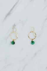 Wings Hawaii Emerald Petite Full Circle Earrings. 14k gold-filled. Fine jewelry handcrafted in Maui. Sustainable, artisan, bohemian jewelry gifts made in Hawaii.