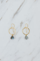 Wings Hawaii Labradorite Petite Full Circle Earrings. 14k gold-filled. Fine jewelry handcrafted in Maui. Sustainable, artisan, bohemian jewelry gifts made in Hawaii. thumbnail