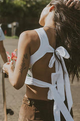 Pinafore Crop Top - Aloha Begonia Barkcloth thumbnail