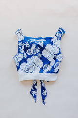 Pinafore Crop Top - Blue Vintage Aloha
