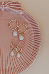 Charm Hoops - Teardrop Pink Pearl