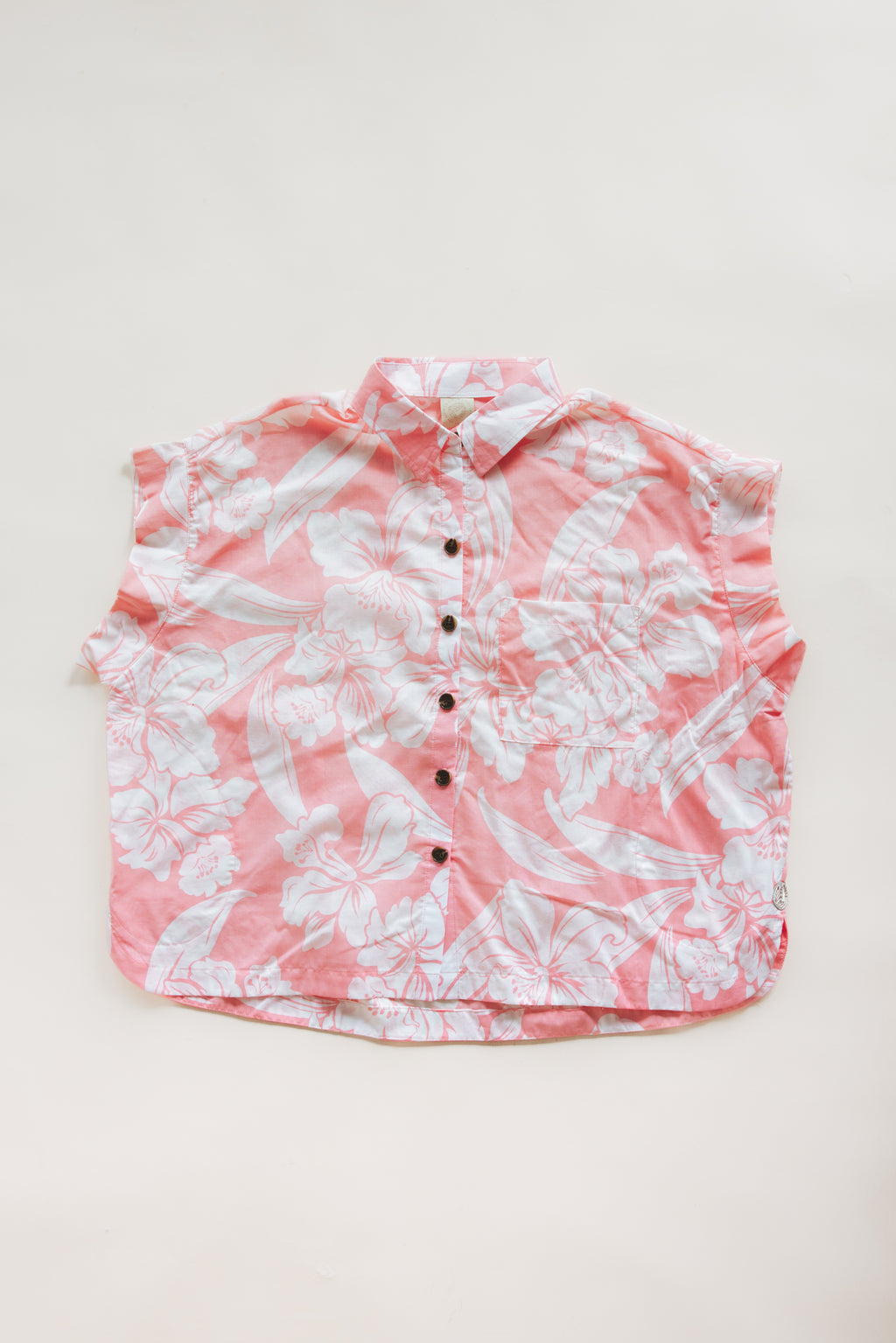 Vintage Pink Boxy Button-up