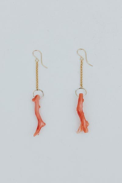 Wings Hawaii pink coral drop earrings in 14k gold fill