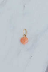 Necklace Charm - Pink Coral Puffed Heart thumbnail